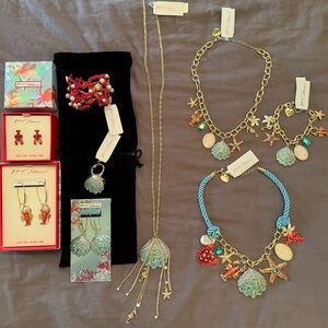 Set of 9! NEW Betsey Johnson Ocean Matching Necklaces, Bracelets, Earrings, Ring
